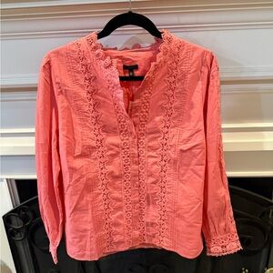 Talbots Coral Lace Detail Blouse